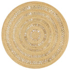 Round jute rug with concentric openwork rings
