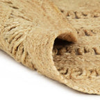 Round jute rug with concentric openwork rings