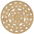 Round jute rug with openwork star patterns