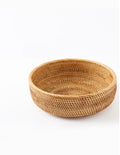 Round handwoven honey rattan bowl basket