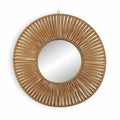 Round rattan sun mirror with woven halo