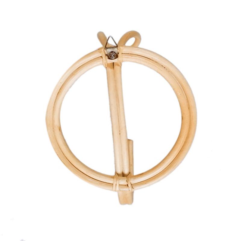 Round hand woven natural rattan wall hook with a central hook