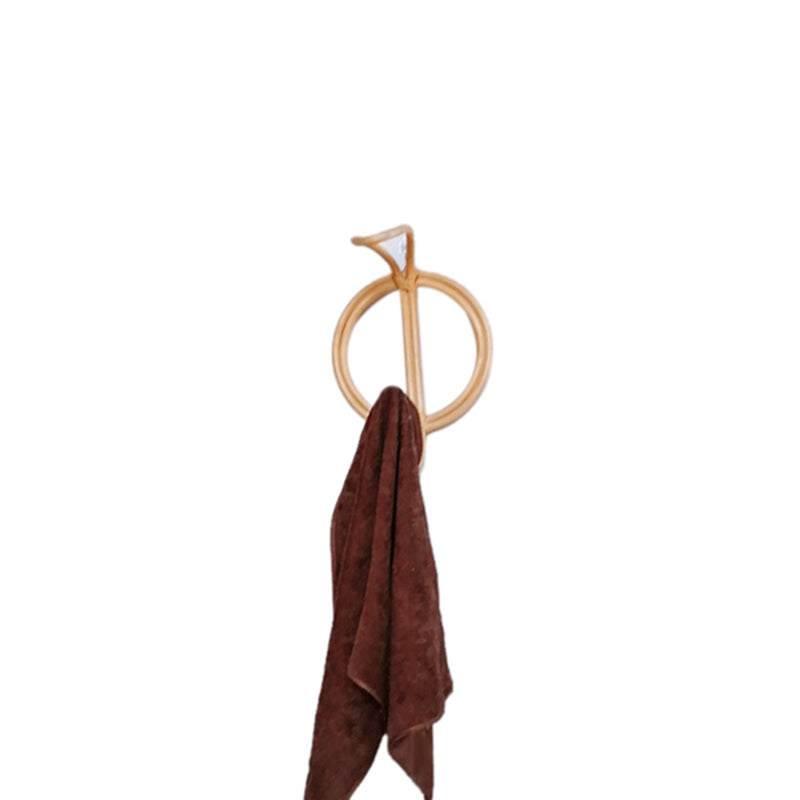 Round hand woven natural rattan wall hook with a central hook