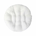 Round white cotton seat cushion for a rattan papasan or egg chair