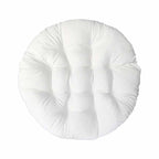 Round white cotton seat cushion for a rattan papasan or egg chair