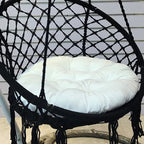 Round white cotton seat cushion for a rattan papasan or egg chair