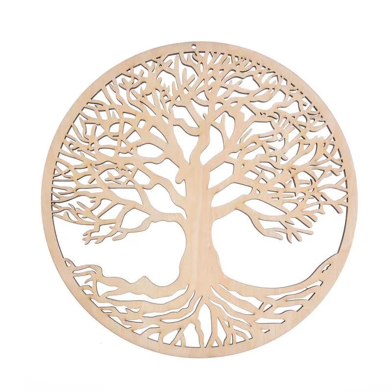 Round wooden tree of life wall art