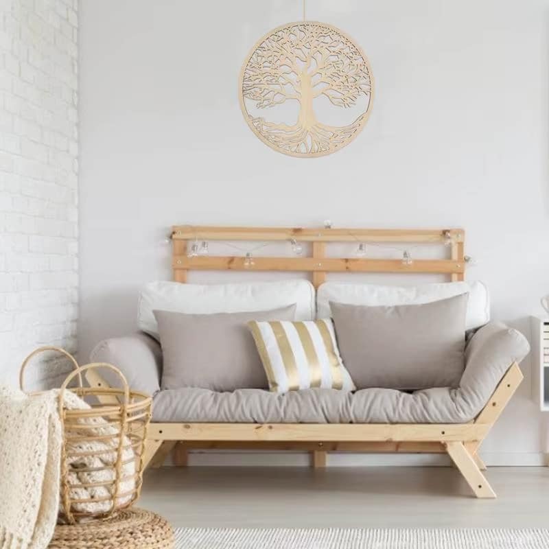Round wooden tree of life wall art