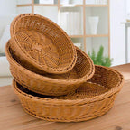 Low round woven bread basket