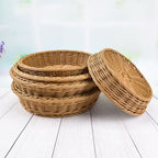 Low round woven bread basket