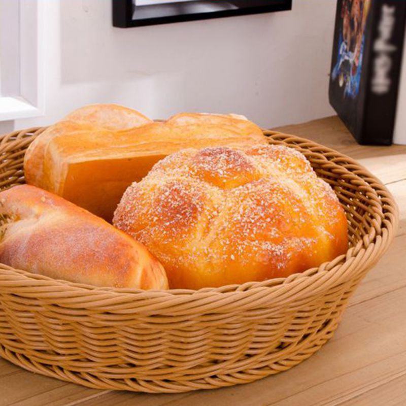 Low round woven bread basket