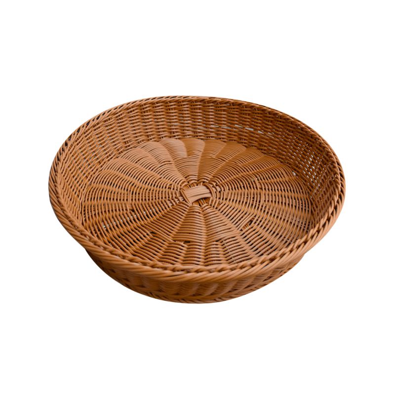 Low round woven bread basket