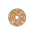 Round hand woven natural rattan coaster with a center opening