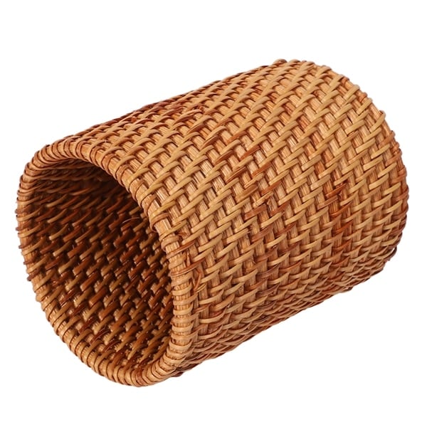 Round hand woven rattan utensil holder