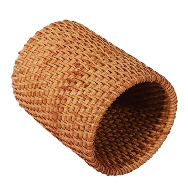 Round hand woven rattan utensil holder