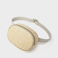 Round woven straw belt bag with an adjustable strap in four colors