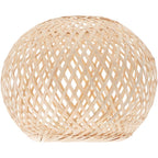 Rounded lamp shade hand woven in natural rattan with an airy mesh