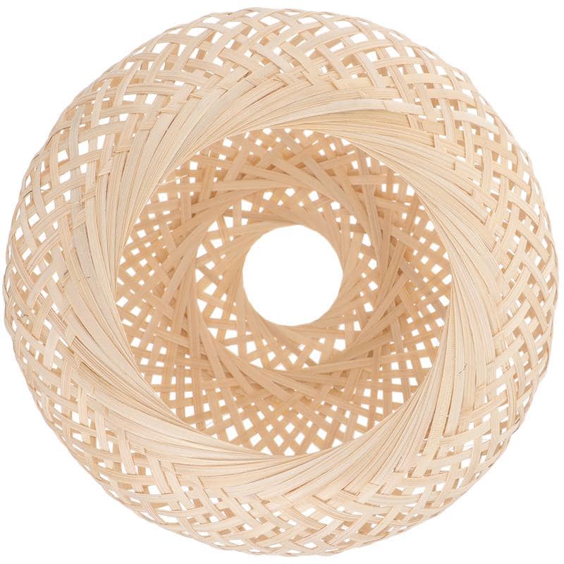 Rounded lamp shade hand woven in natural rattan with an airy mesh