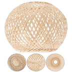 Rounded lamp shade hand woven in natural rattan with an airy mesh