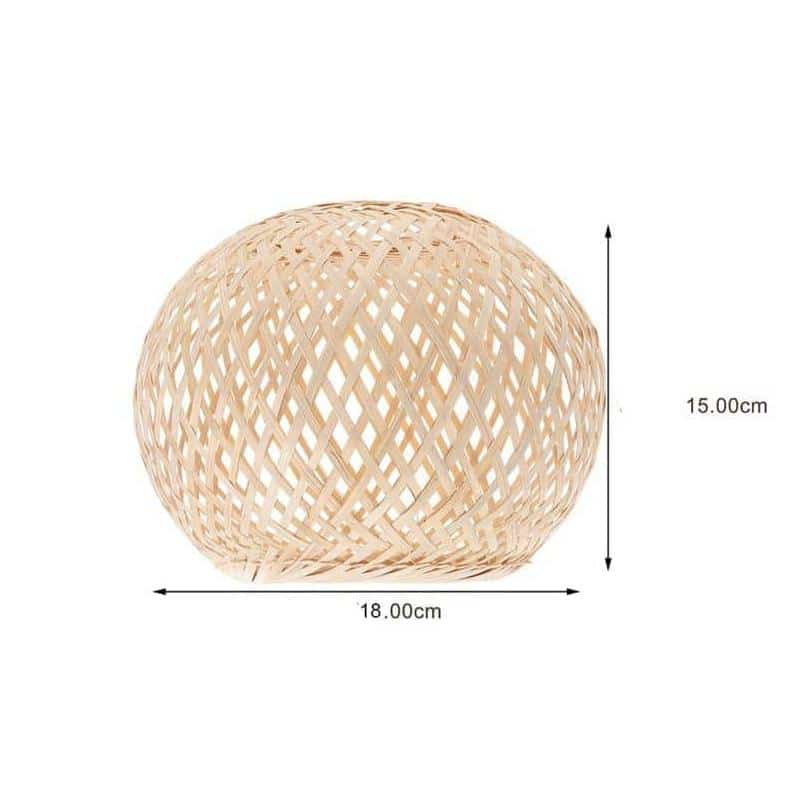 Rounded lamp shade hand woven in natural rattan with an airy mesh