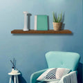 Rustic brown wood wall shelf with natural grain
