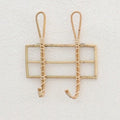 Rustic hand woven natural rattan wall hook with two hooks
