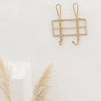 Rustic hand woven natural rattan wall hook with two hooks