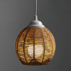 Rustic hand woven paper rope lamp shade in drop or rectangular shape