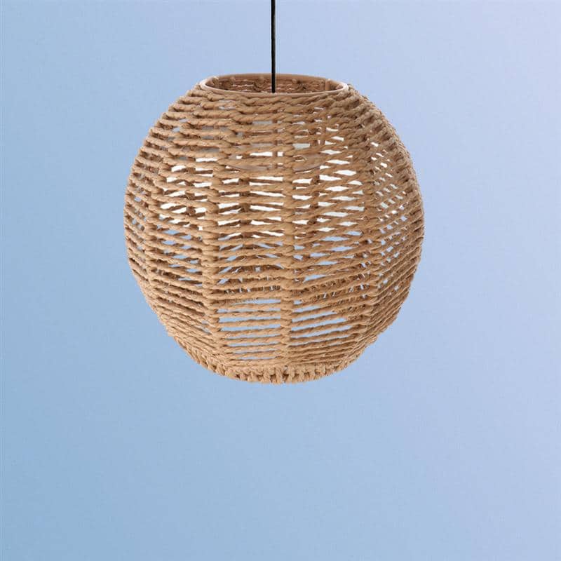 Rustic hand woven paper rope lamp shade in drop or rectangular shape
