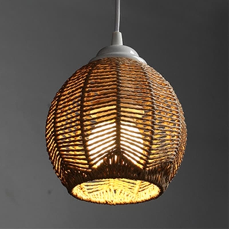 Rustic hand woven paper rope lamp shade in drop or rectangular shape
