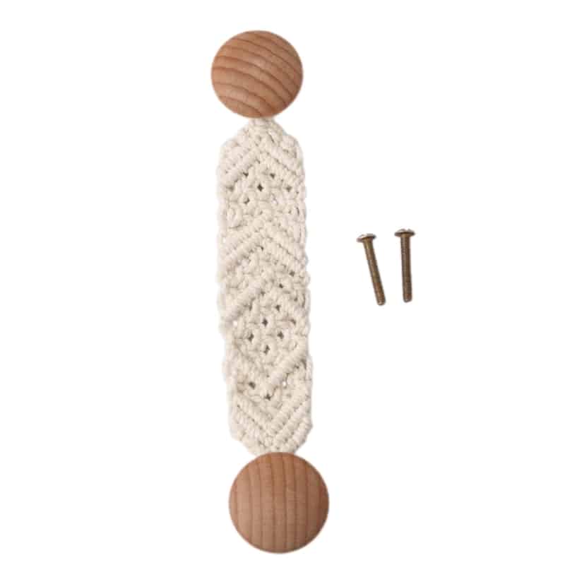 Arched rustic wardrobe door handle in hand woven rattan