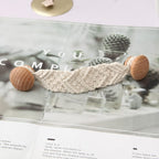 Arched rustic wardrobe door handle in hand woven rattan