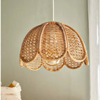 Scalloped cane webbing tulip pendant light