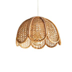 Scalloped cane webbing tulip pendant light