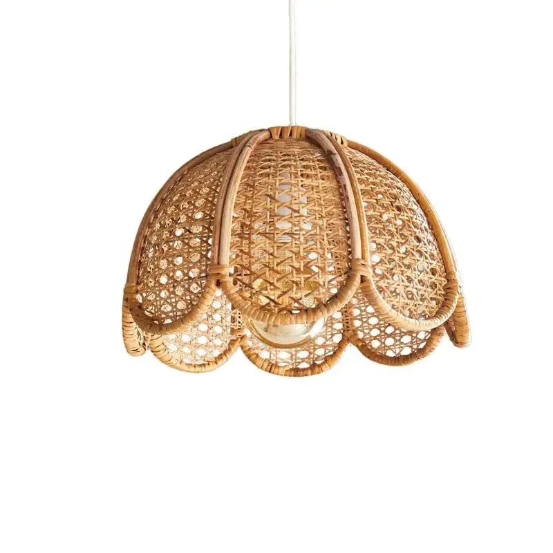 Scalloped cane webbing tulip pendant light