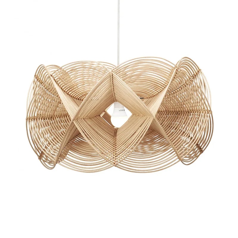 Sculptural openwork rattan pendant with looped strands