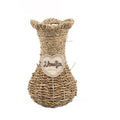 Woven seagrass vase with a heart shaped I Love You label