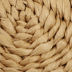 Semi rigid hand woven clutch with an even interlaced pattern
