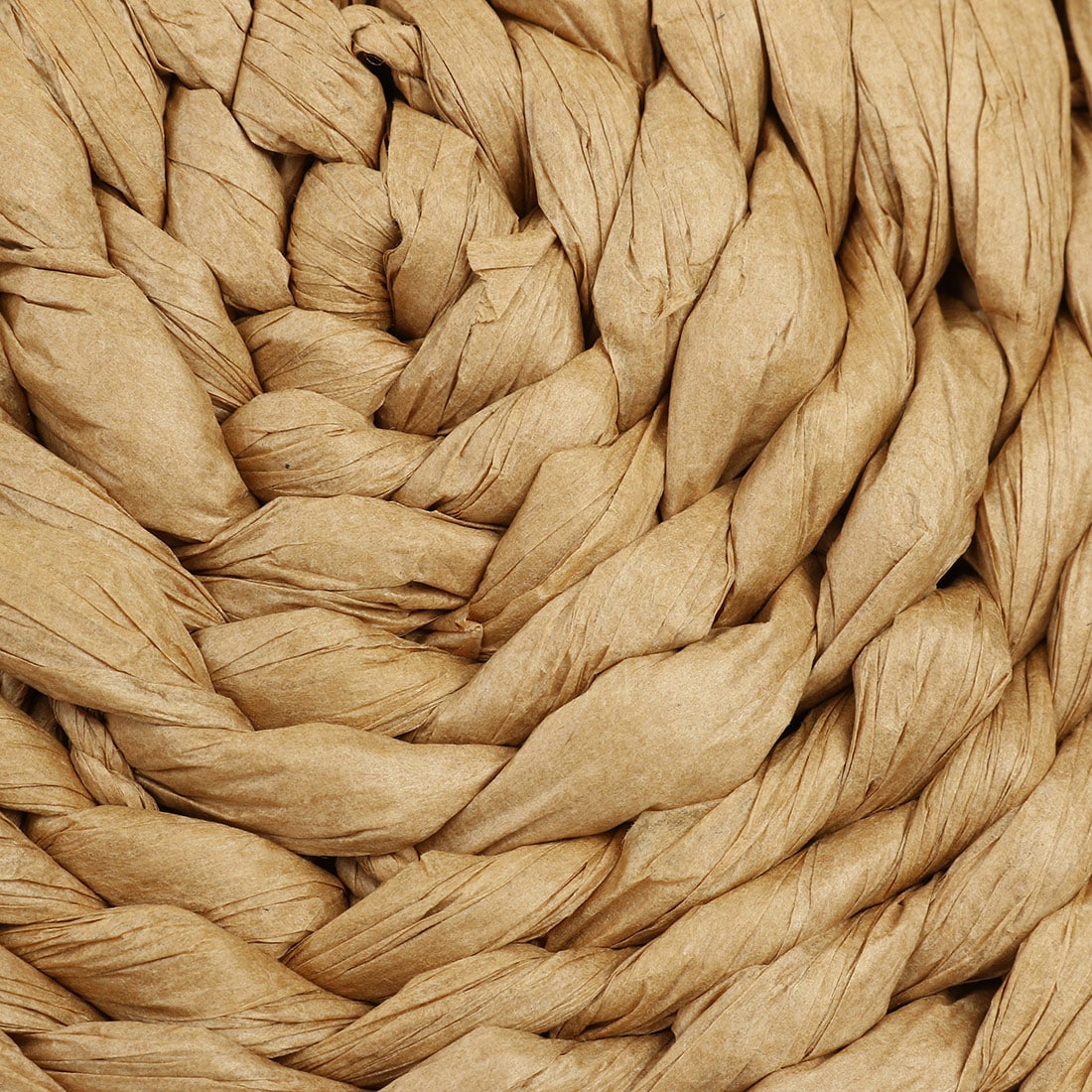 Semi rigid hand woven clutch with an even interlaced pattern