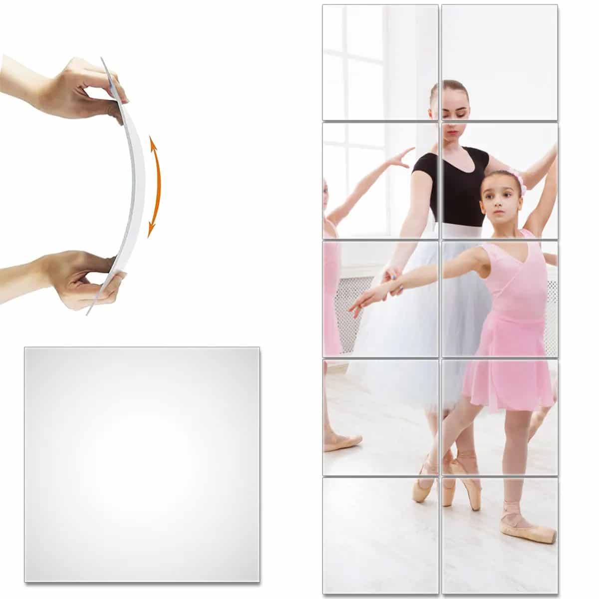 Stack of flexible square mirror sheets
