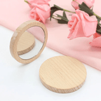 Stack of round wooden pocket mirrors