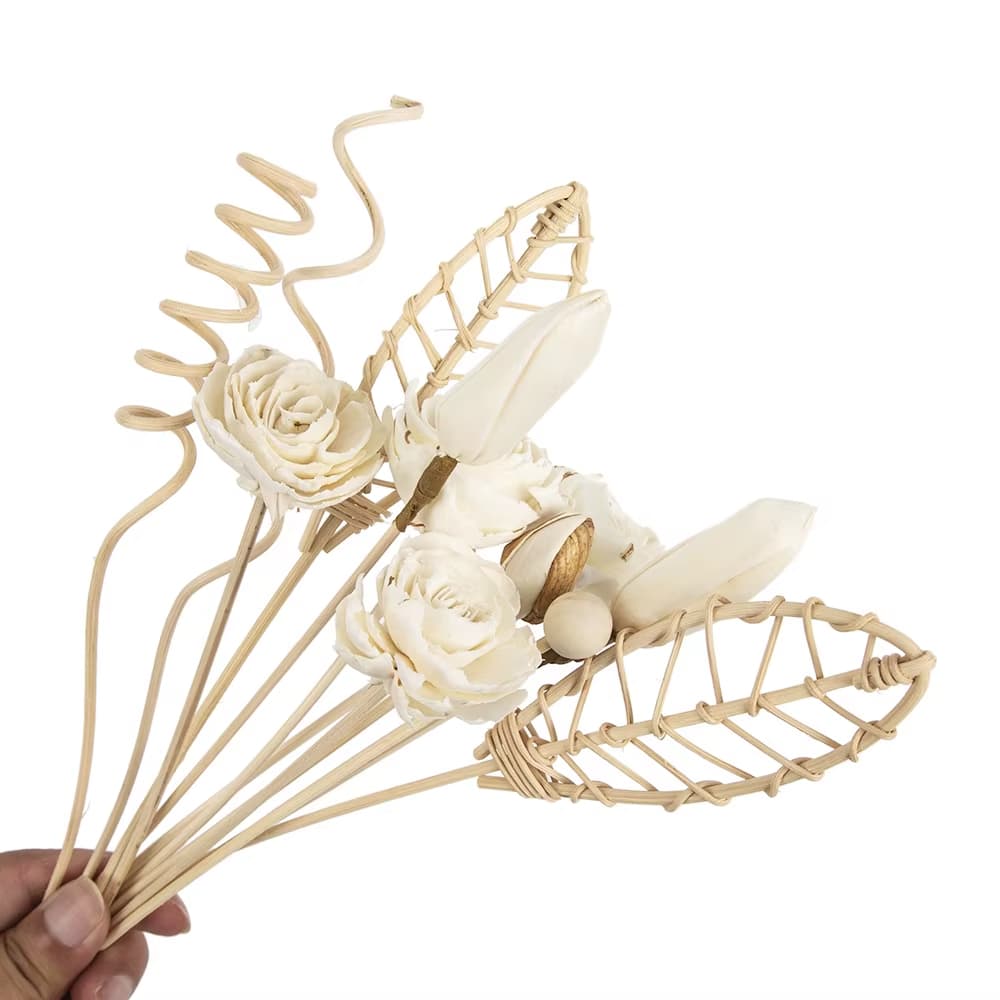 Bundle of natural rattan flower and leaf stems
