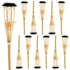 Set of twelve woven rattan solar garden lights on stakes