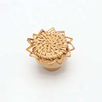 Two small flower shaped hand woven rattan furniture knobs