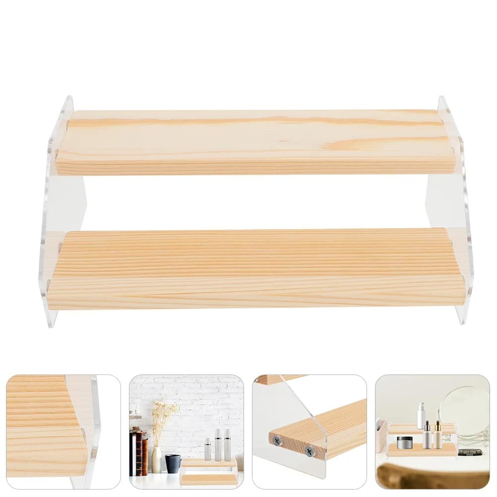 Two small light wood wall shelves with brackets