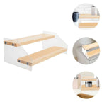 Two small light wood wall shelves with brackets