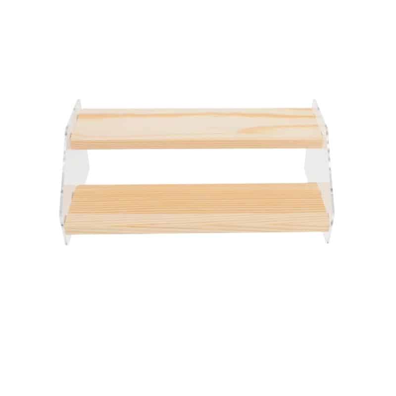 Two small light wood wall shelves with brackets
