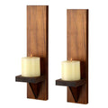 Two vintage brown wood wall brackets