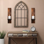 Two vintage brown wood wall brackets