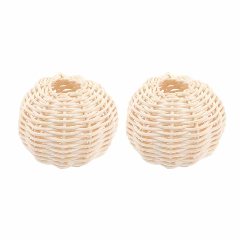 Two small woven clip on bulb shades in green or white